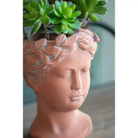 Jardinière buste Visage marron 6x9, pot de fleurs décoratif intérieur extérieur pour terrasse, balcon, porche, entrée, étagère