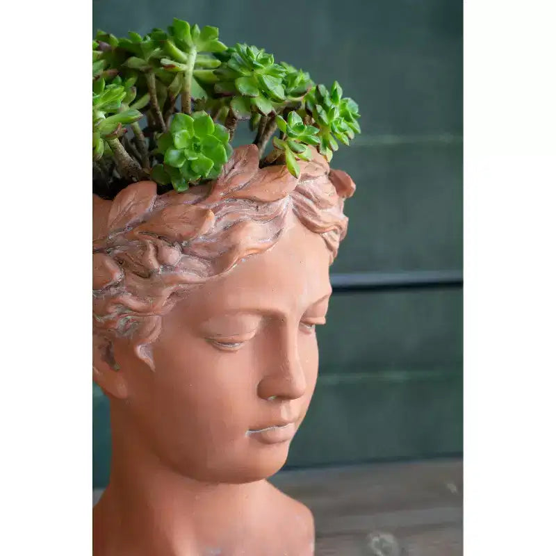 Jardinière Buste Visage Marron 6x9 Pot de Fleur Décoratif Intérieur Extérieur pour Patio Balcon Porche Entrée Étagère de Présentation