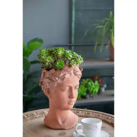 Jardinière buste Visage marron 6x9, pot de fleurs décoratif intérieur extérieur pour terrasse, balcon, porche, entrée, étagère