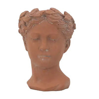 Jardinière buste Visage marron 6x9, pot de fleurs décoratif intérieur extérieur pour terrasse, balcon, porche, entrée, étagère