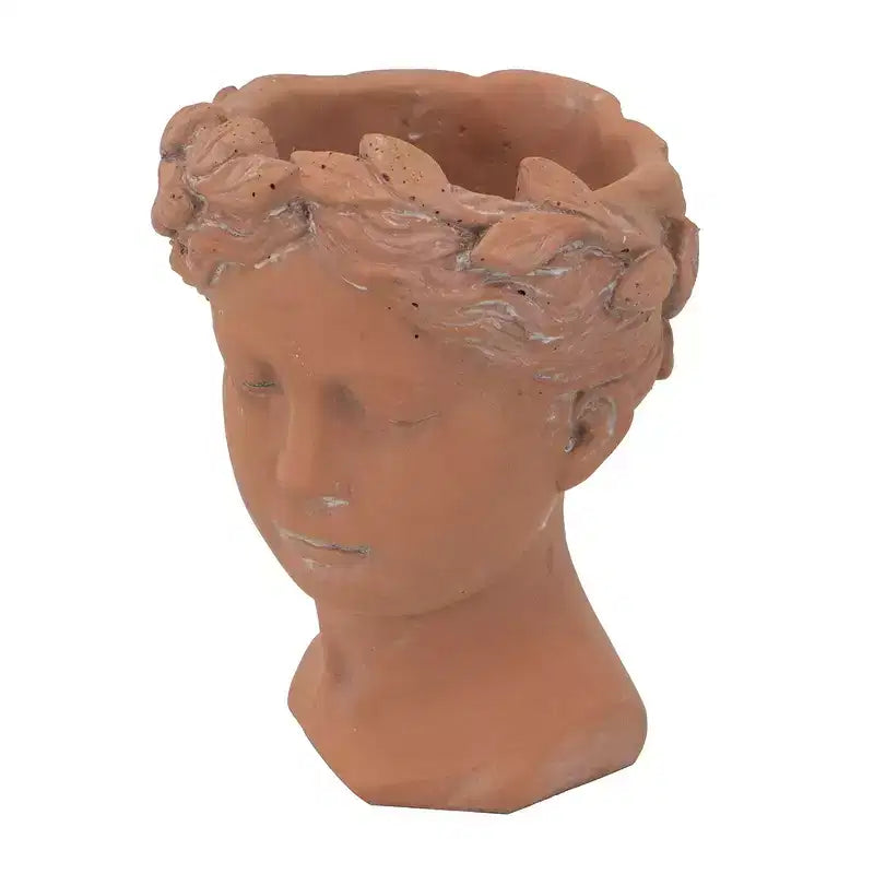 Jardinière buste Visage marron 6x9, pot de fleurs décoratif intérieur extérieur pour terrasse, balcon, porche, entrée, étagère
