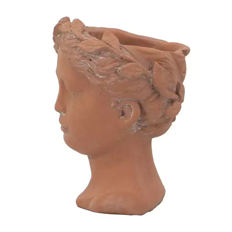 Jardinière buste Visage marron 6x9, pot de fleurs décoratif intérieur extérieur pour terrasse, balcon, porche, entrée, étagère