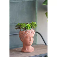 Jardinière buste Visage marron 6x9, pot de fleurs décoratif intérieur extérieur pour terrasse, balcon, porche, entrée, étagère
