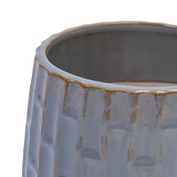 Lot de 2 pots de fleurs en céramique nervurée gris, 14,5 x 13,5 cm, pour l'intérieur et l'extérieur, pour herbes, fleurs et plantes grasses