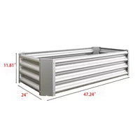 Carré potager surélevé en métal argenté 4 x 2 x 1 pour légumes, herbes et fleurs pour patio, balcon, porche, entrée, étagère de présentation