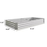 7,6x3,7x0,98 Carré potager surélevé en métal argenté pour légumes, herbes et fleurs pour balcon, porche, entrée ou étagère de présentation