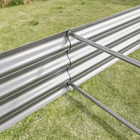 7,6x3,7x0,98 Carré potager surélevé en métal argenté pour légumes, herbes et fleurs pour balcon, porche, entrée ou étagère de présentation