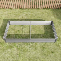7,6x3,7x0,98 Carré potager surélevé en métal argenté pour légumes, herbes et fleurs pour balcon, porche, entrée ou étagère de présentation
