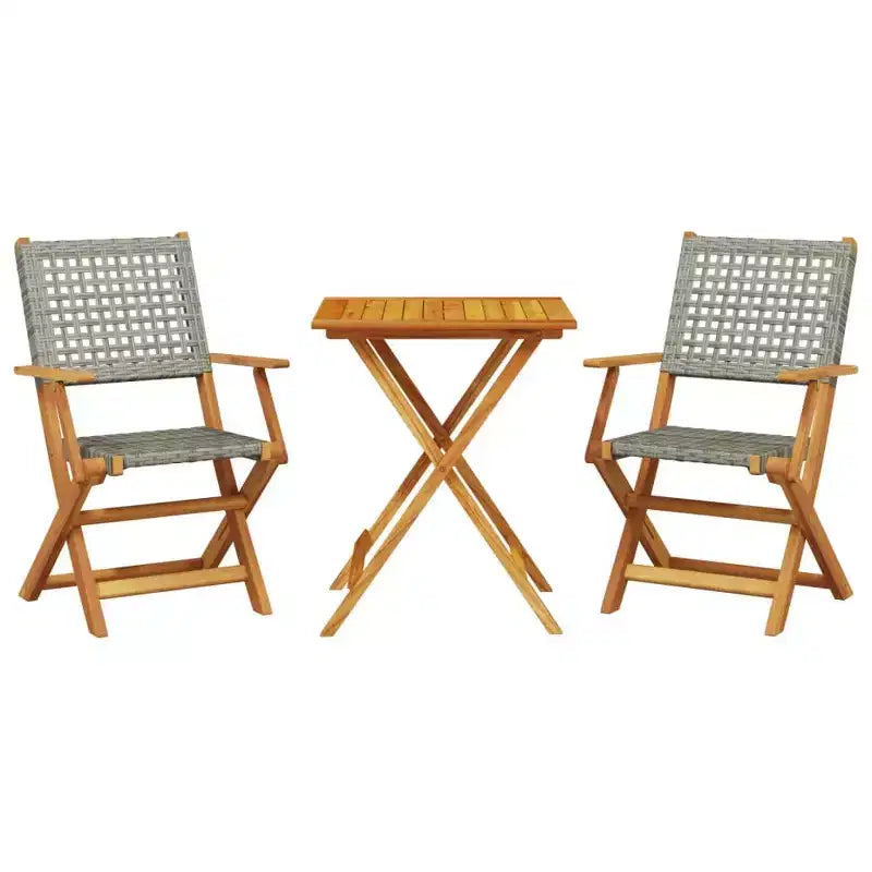 vidaXL Ensemble de bistro Bois d'acacia massif, rotin PE Moyen Pliable