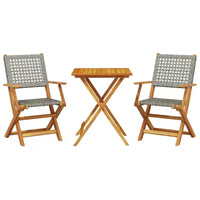 vidaXL Ensemble de bistro Bois d'acacia massif, rotin PE Moyen Pliable
