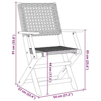 vidaXL Ensemble de bistro Bois d'acacia massif, rotin PE Moyen Pliable