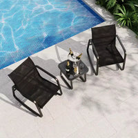 Ensemble bistro à bascule d'extérieur 3 pièces avec table d'appoint, ensemble de conversation de terrasse avec 2 chaises à bascule en maille respirante, mobilier de porche tout temps
