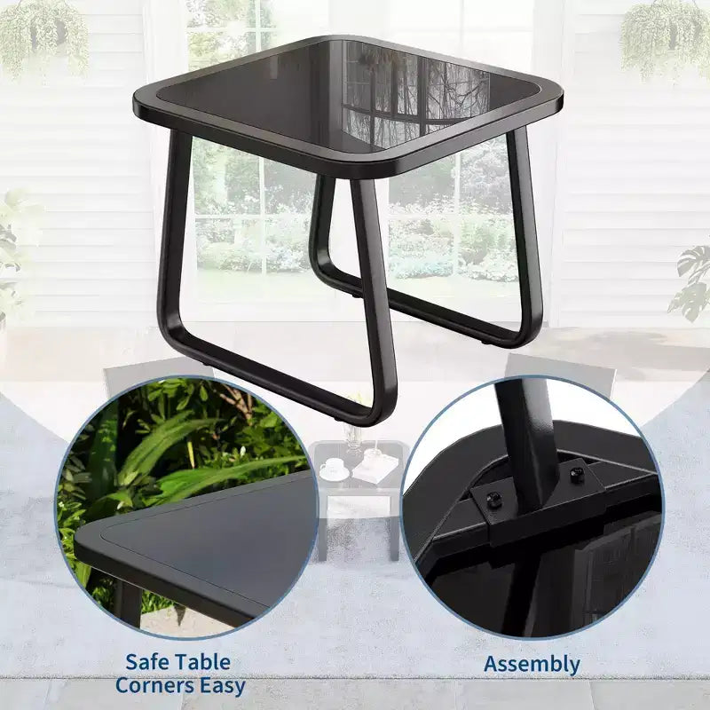 Ensemble bistro à bascule d'extérieur 3 pièces avec table d'appoint, ensemble de conversation de terrasse avec 2 chaises à bascule en maille respirante, mobilier de porche tout temps