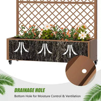 Jardinière en métal avec treillis brise-vue et bac de culture surélevé, jardinière brise-vue autoportante avec roulettes verrouillables, jardinière mobile extérieure et intérieure