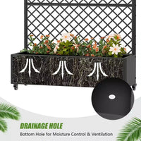 Jardinière en métal avec treillis brise-vue et bac de culture surélevé, jardinière brise-vue autoportante avec roulettes verrouillables, jardinière mobile extérieure et intérieure