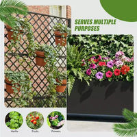 Jardinière en métal avec treillis brise-vue et bac de culture surélevé, jardinière brise-vue autoportante avec roulettes verrouillables, jardinière mobile extérieure et intérieure