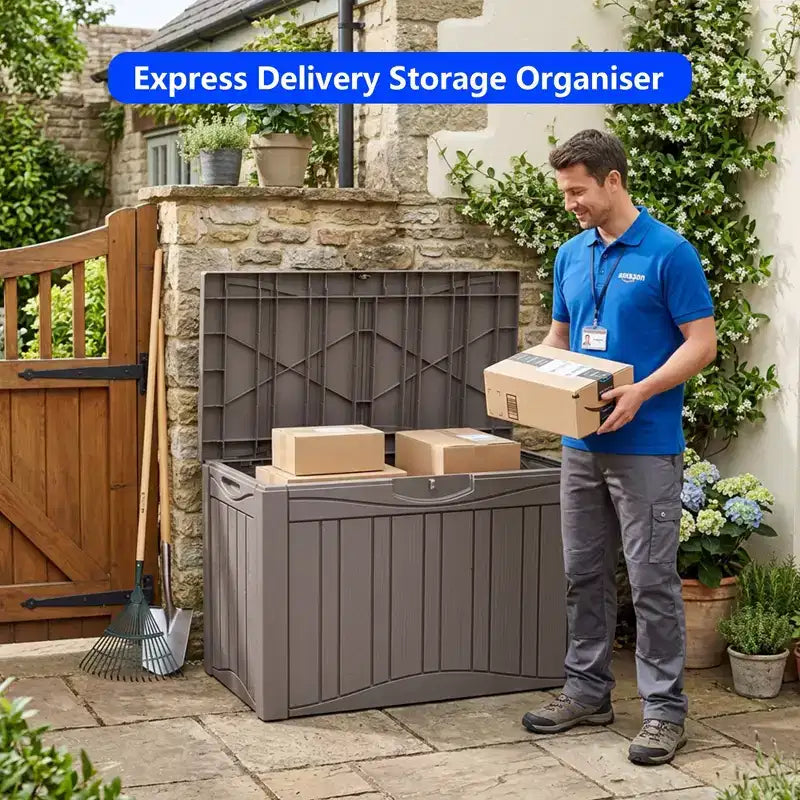 Coffre de terrasse de rangement en resine 50 gal pour extérieur et interieur