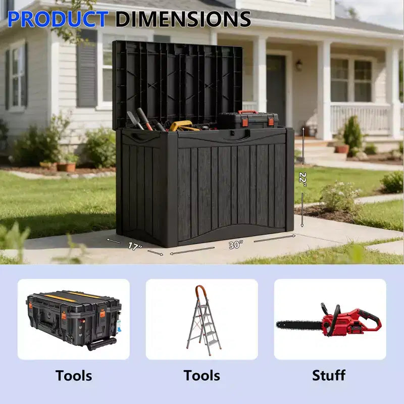 Coffre de terrasse de rangement en resine 50 gal pour extérieur et interieur