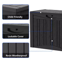 Coffre de terrasse de rangement en resine 50 gal pour extérieur et interieur