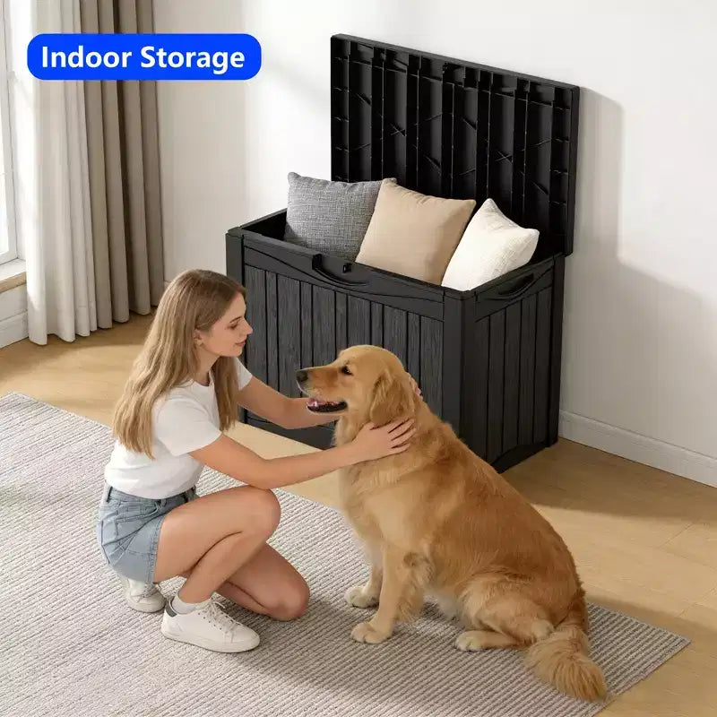 Coffre de terrasse de rangement en resine 50 gal pour extérieur et interieur