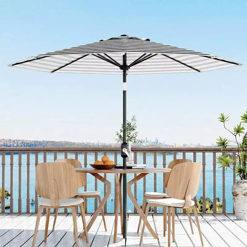 Parasol de terrasse 3m - Parasol de marché anti-UV/étanche avec 8 baleines et manivelle inclinable pour piscine, terrasse et jardin