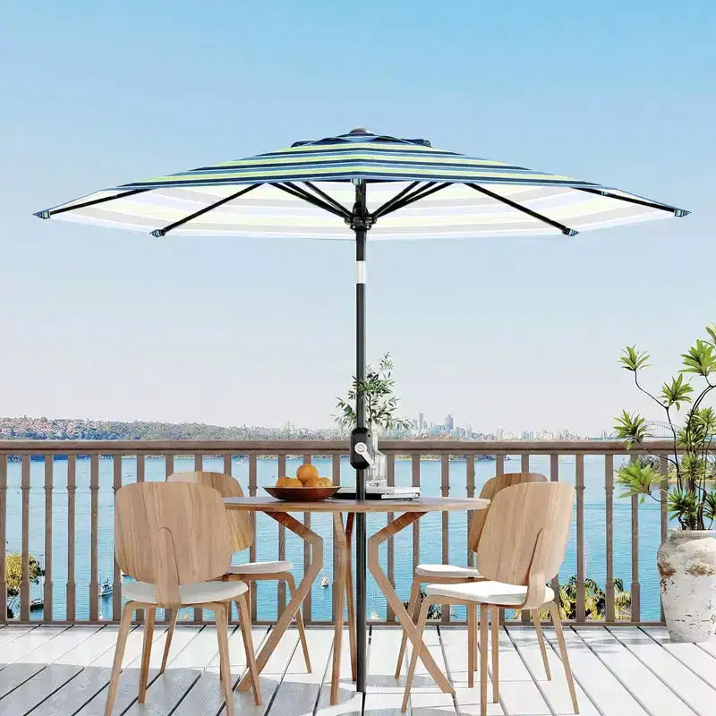 Parasol de terrasse 3m - Parasol de marché anti-UV/étanche avec 8 baleines et manivelle inclinable pour piscine, terrasse et jardin