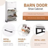 Karl Home meuble à chaussures à porte de grange 3 tiroirs avec déflecteur supérieur