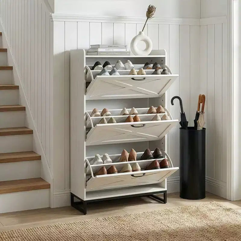 Karl Home meuble à chaussures à porte de grange 3 tiroirs avec déflecteur supérieur