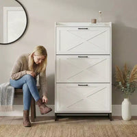 Karl Home meuble à chaussures à porte de grange 3 tiroirs avec déflecteur supérieur
