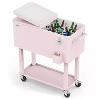 Karl Home Chariot glacière roulant d'extérieur 80 qt, Rose