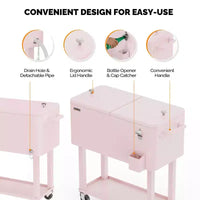 Karl Home Chariot glacière roulant d'extérieur 80 qt, Rose