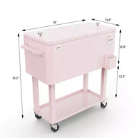 Karl Home Chariot glacière roulant d'extérieur 80 qt, Rose