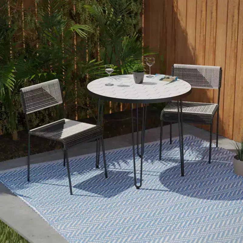 Lot de 2 chaises de bistrot Watkindale – Blanc/Noir – SEI