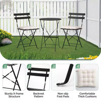 Karl Home Ensemble de salle à manger de terrasse 3 pièces avec coussins d'assise