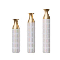 NAYSAYE Lot de 3 grands vases de sol émaillés, finition métallique raffinée pour décoration intérieure moderne et accents superbes, PU blanc, 20,68*6*35,89