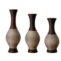 NAYSAYE Lot de 3 vases tissés à la main, élégants décorations de table et sur pied pour un style intérieur classique et moderne, marron et blanc, 22.16*10.51*29.86