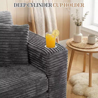 Celebalcony 103 canapé sectionnel modulaire sans os, chaise longue en L avec 2 porte-gobelets, canapés nuage en velours côtelé moelleux pour salon, sans assemblage
