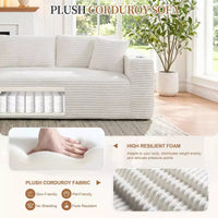 Celebalcony 103 canapé sectionnel modulaire sans os, chaise longue en L avec 2 porte-gobelets, canapés nuage en velours côtelé moelleux pour salon, sans assemblage