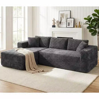 Celebalcony 103 canapé sectionnel modulaire sans os, chaise longue en L avec 2 porte-gobelets, canapés nuage en velours côtelé moelleux pour salon, sans assemblage
