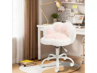 Chaise de coiffeuse avec dossier en forme de chat, chaise pivotante réglable en hauteur, jolie chaise de bureau à roulettes en tissu nounours pour chambre à coucher ou bureau