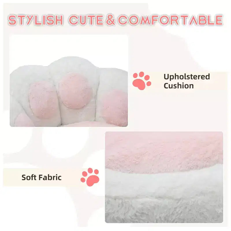Chaise de coiffeuse avec dossier en forme de chat, chaise pivotante réglable en hauteur, jolie chaise de bureau à roulettes en tissu nounours pour chambre à coucher ou bureau