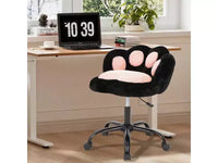 Vanity Chair with Cat Back, Height Adjustable Swivel Chair, Cute Teddy Fabric Rolling Desk Chair for Bedroom Office