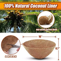 ACOINEL Lot de 4 paniers suspendus ronds en fibre de coco naturelle de 40,6 cm pour jardin et fleurs