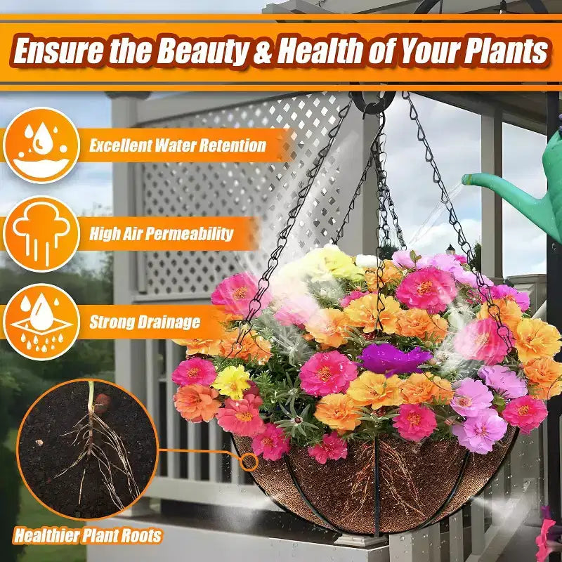 ACOINEL Lot de 4 paniers suspendus ronds en fibre de coco naturelle de 40,6 cm pour jardin et fleurs