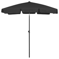 vidaXL Parasol de plage inclinable en polyester noir M