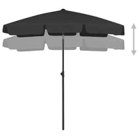 vidaXL Parasol de plage inclinable en polyester noir M