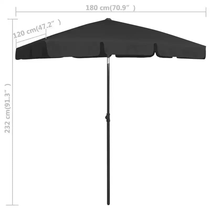 vidaXL Parasol de plage inclinable en polyester noir M