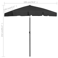 vidaXL Parasol de plage inclinable en polyester noir M