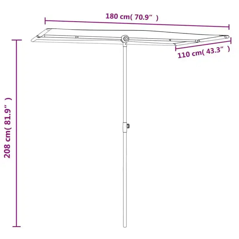 vidaXL Parasol de jardin rouge bordeaux en aluminium et polyester taille moyenne
