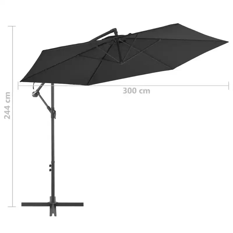 vidaXL Parasol de jardin déporté noir Polyester, Métal 300 cm de diamètre